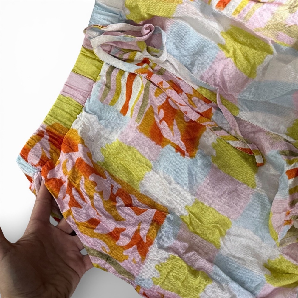 Pastel Tropical Abstract Patchwork Print Boho Dra… - image 4